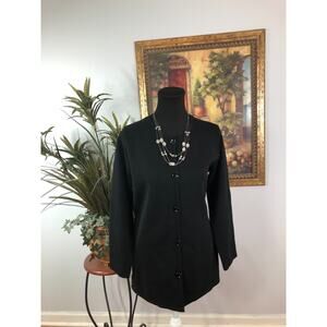 Morgano Cardigan Sweater Women's Size 44 Black Hygge Quiet Luxury Grandmacore